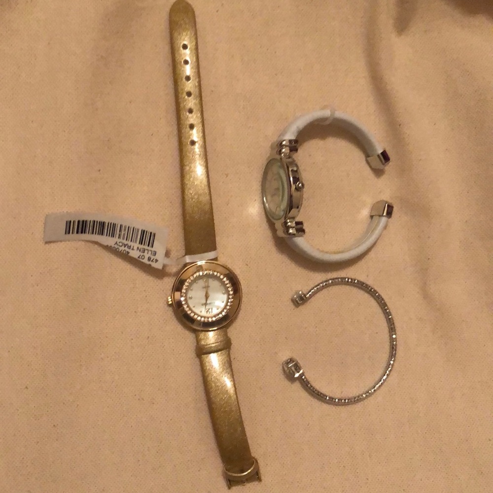 Ellen Tracy watch set. Gold and white.